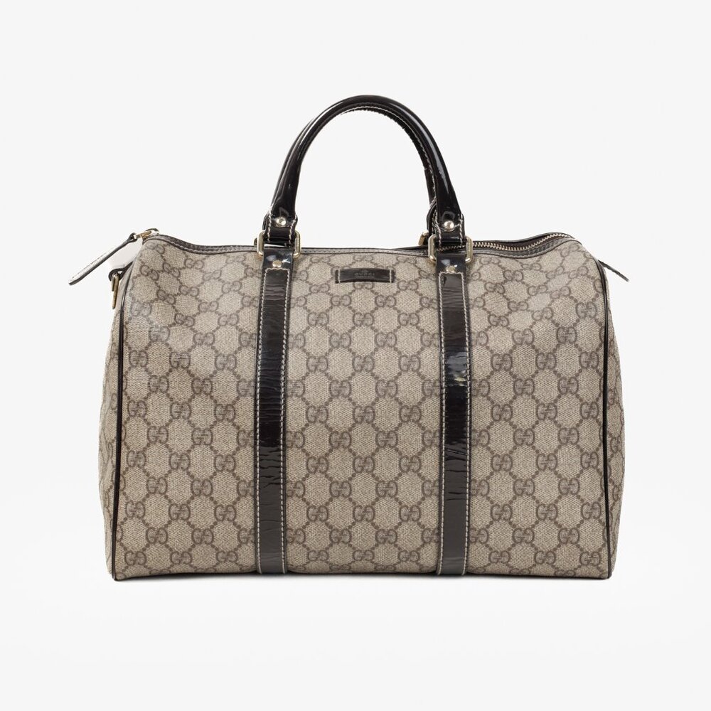 Gucci Brown Patent Medium GG Joy Boston Bag